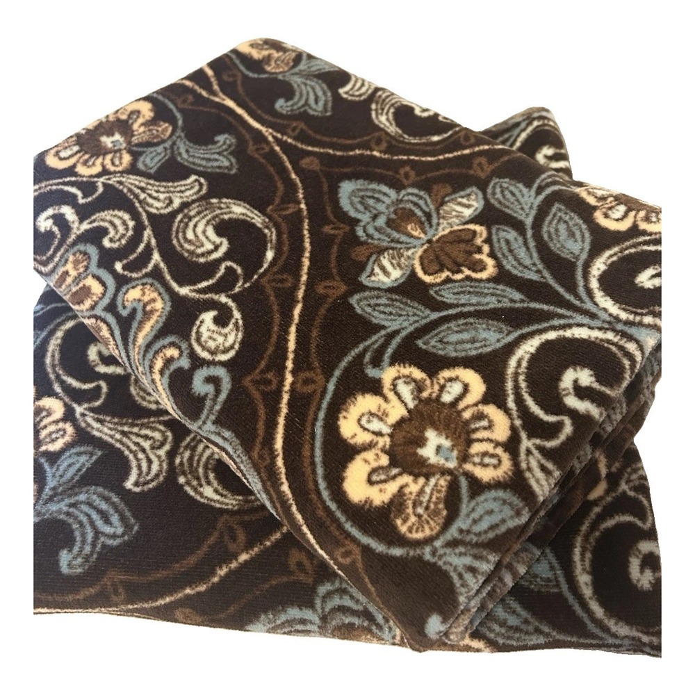 Peri Home Bath Towels Set Of 2 Brown/Teal Cotton 28" X 54" Floral Design